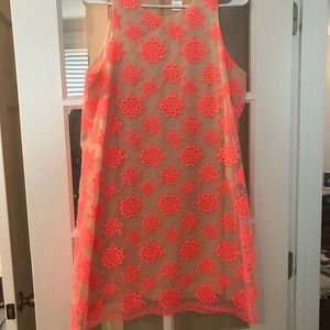 Sleeveless pink overlay flower dress